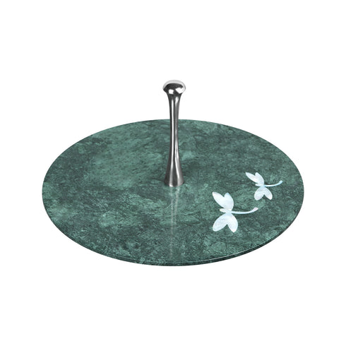 Green Marble Pastry Stand with Abalone Shell